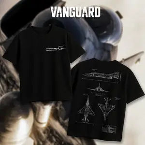 VANGUARD F4E Phantom II Blueprint Double Sides Heavy Cotton T-Shirt Vintage Mcdonnell Douglas Graphic Tee Military Enthusiast Streetwear Clothing Gift for Men Breathable Printing