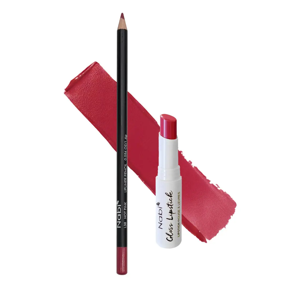 Nabi Gloss Lipstick & Lipliner Combo - Hot Pink