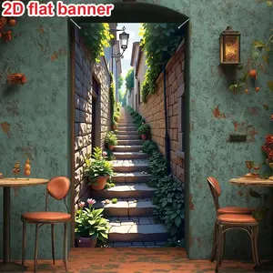 Artistic Door Curtain Set, Polyester Fiber 35.4x70.8 Inches Indoor/outdoor Decor, Ideal for Home Office Bedroom Kitchen Living Room, Interior Decoration Accessories