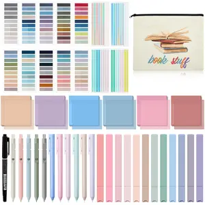 Christmas Gifts Bible Study Supplies 45Pack Aesthetic Annotation Kit with Pencil Case Black Gel Pens Highlighters Transparent Sticky Notes Index Tab School Stationery Set for College Teenagers Student Teacher Girly Daughter Women