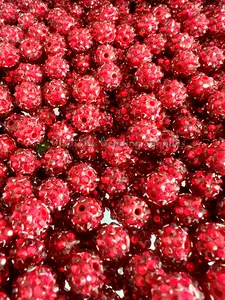 12mm Red Beads, Rhinestone, Resin/Acrylic Beads, Loose, 0.47 inches, Chunky, Gumball