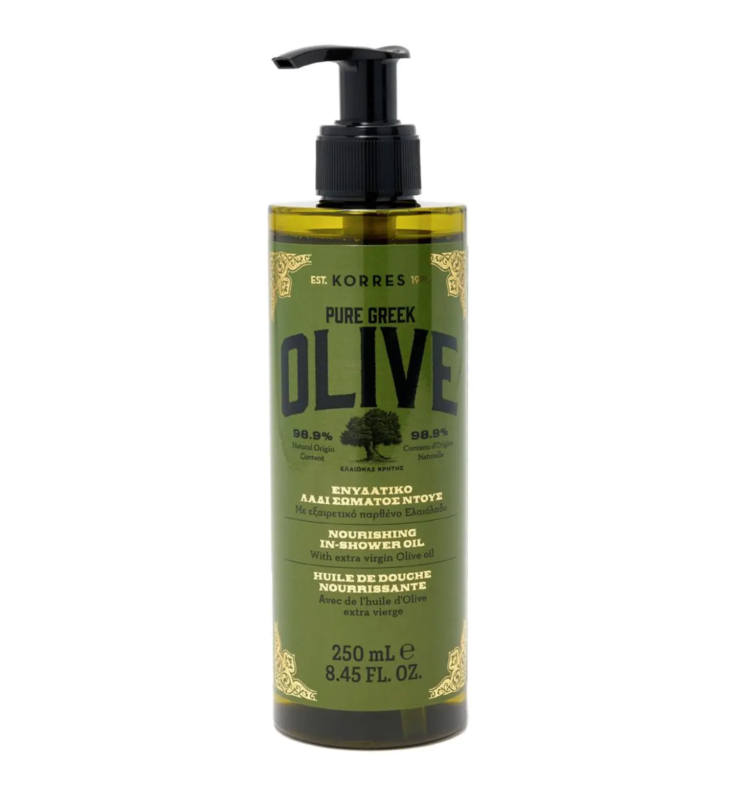 Extra Virgin Olive Oil for Face, Hair and Body, Moisturizer for Dry Skin and Hair, Pure, Greek Cold Pressed Olive Oil, Body Oil and Face, Hair Oil, Hydrating and Nourishing, 3.38 fl oz | KORRES
