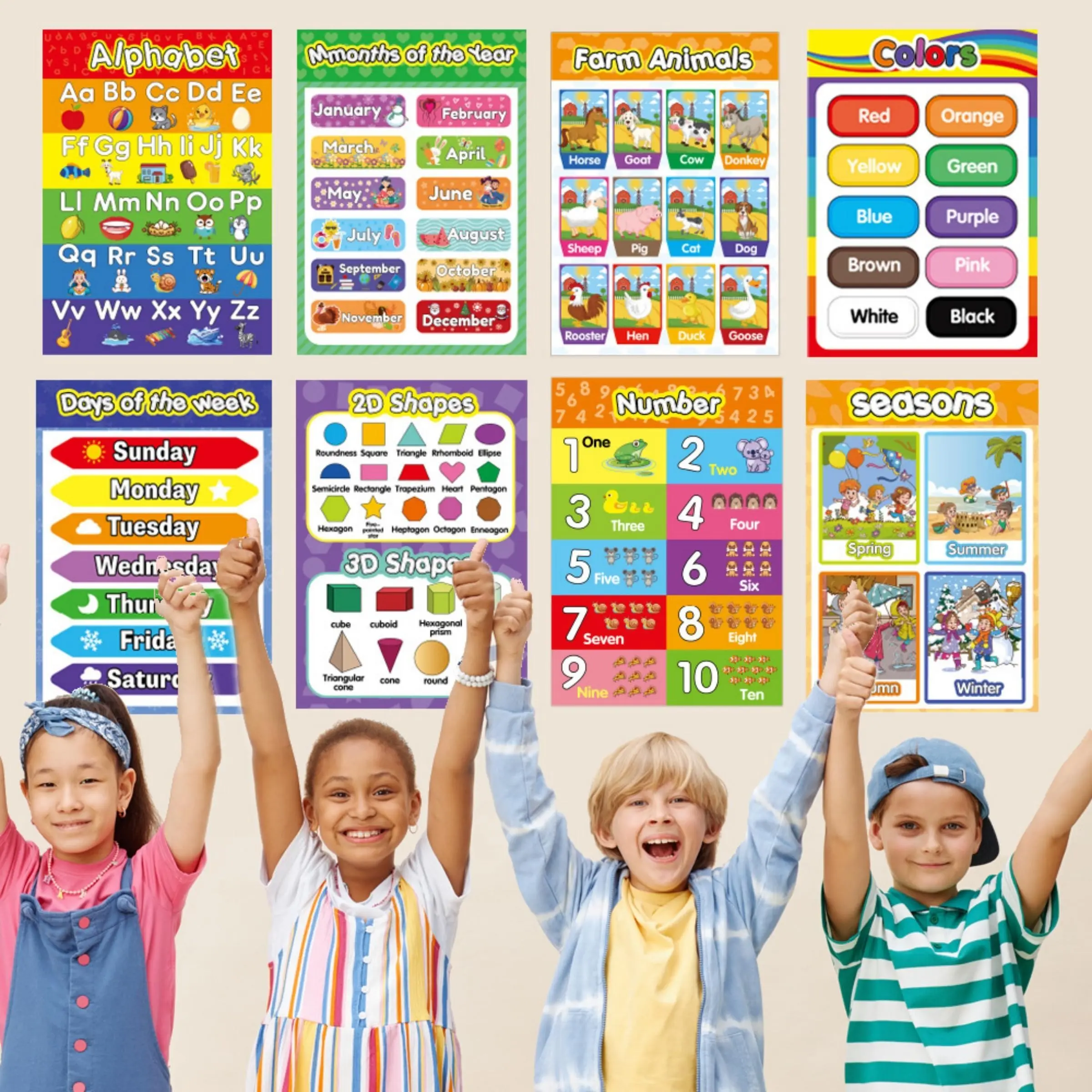 Modern Bohemian Style Educational Posters for Preschool Kids, Teaching Supplies, Homeschool Supplies, Laminated Learning Charts for Home School Classroom Decoration, Alphabet Learning Chart, Alphabet Wall Chart
