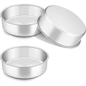 Cake Pan 6 Inch Round Set of 3, Stainless Steel Nonstick Layer Tier Birthday Wedding Cake Pans, Fit Oven Pots  Cooker, Mirror Finish, Dishwasher Safe
