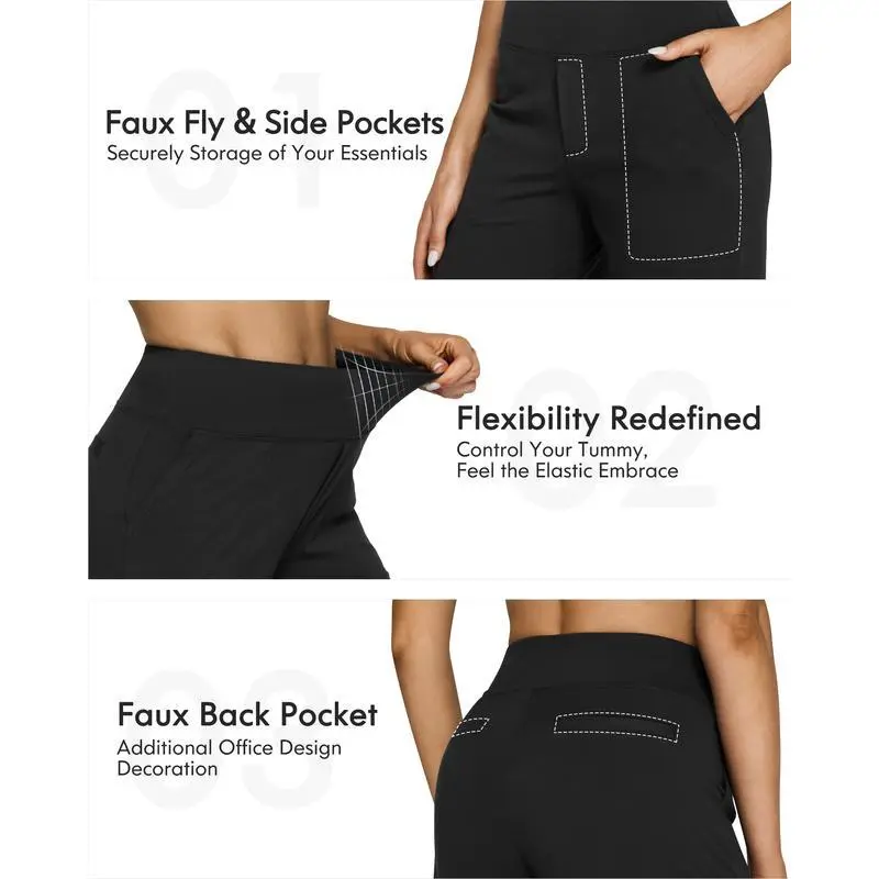 Loose High Waist Business Casual Pants Yoga Pants Women's Wide Leg Pants with Pockets Stretch Dress Casual Sports Pants Comfortable Sports Bottoms Comfortable jeans express Womenswear Trouser