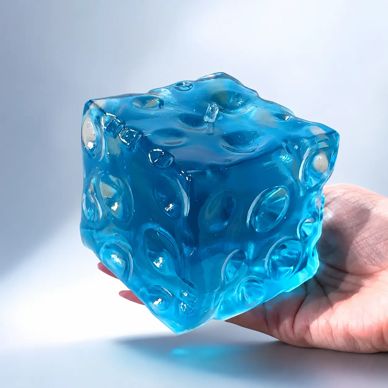 Giant Ice Cube Moldable Cheese Squishy Stress Reliever - Petroleum Jelly Filled, Non-Rebound, Large Full-Size Home Decor Desk Ornament & Adult Gift