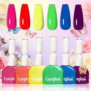 CAMILA 6pcs 15ml Spiral Nails Gel Polish Set HEMA&TPO-Free Pink Lemon Gel Long Lasting UV White Brown  Soak Off Salon-Quality DIY Manicure Nail Art Gift Birthday For Women