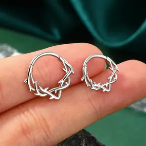 Oufer 16G Thornbush Hinged Clicker Septum Ring Daith Earring