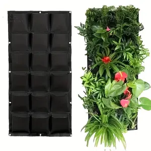 Vertical Wall Mounted Plant Growing Bag, 1 Count Multi-pocket design Felt Plant Growing Bag, Garden Bag for Home Garden, Wall Plant Holder