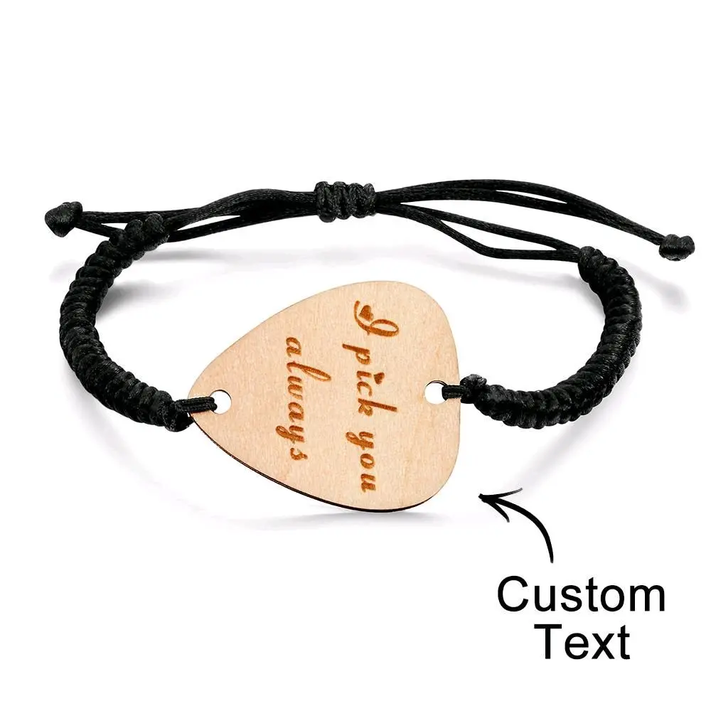 Custom Engraved Wooden Guitar Pick Bracelet