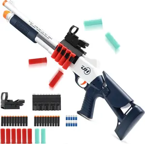 JH2027 XM1014 Blue Foam Dart Blaster Toy Set, Includes 6 Soft Foam Shell Props, Long Style Design, EVA Material Outdoor Sports Team Play Toy Gift for Teens Ages 14+