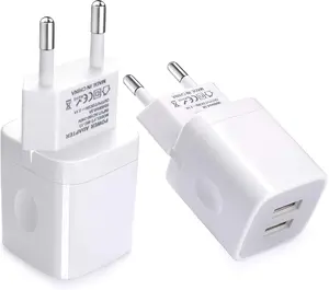 European Wall Charger,  2-Pack USB 2.1AMP Universal Europe Charger Block Dual Port Plug Compatible for Iphone 17 16 15 14 13 12 11 Pro Max XS XR X SE 8 7 6 Plus,Samsung S25 S24 A17,Note,Lg,Moto