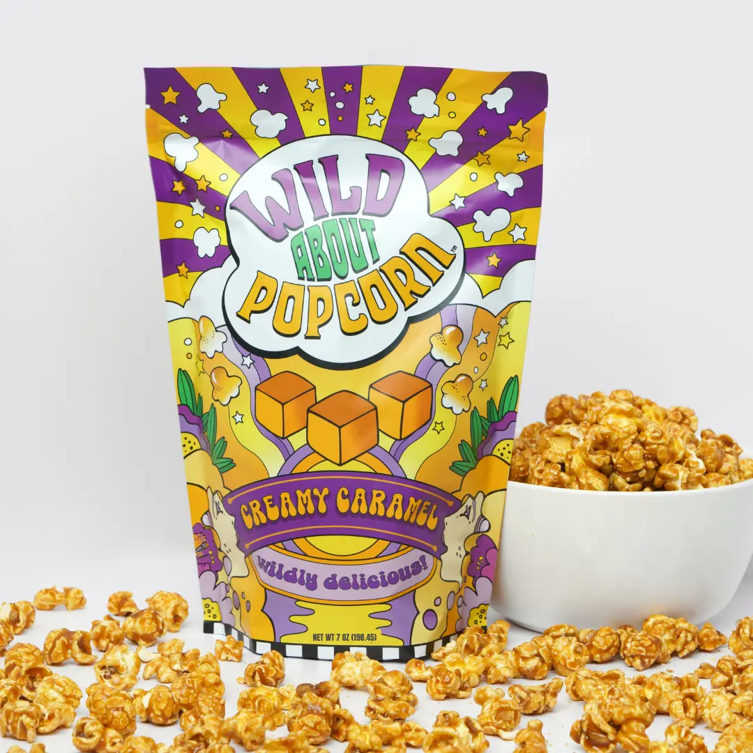 Wild About Popcorn - Creamy Caramel Popcorn - A Rich Thick Coating of Caramel Snack Crispy Crunchy sweet snack