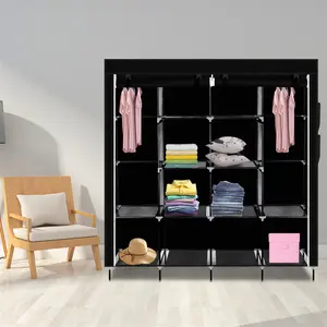 67" Portable Closet Wardrobe for Bedroom Walk-in Closet, Large Storage Organizer with 12 Shelves & Hanging Rod, Dustproof Zippered Cover, Easy Assembly No Tools, Space Saving Clothes Storage Cabinet