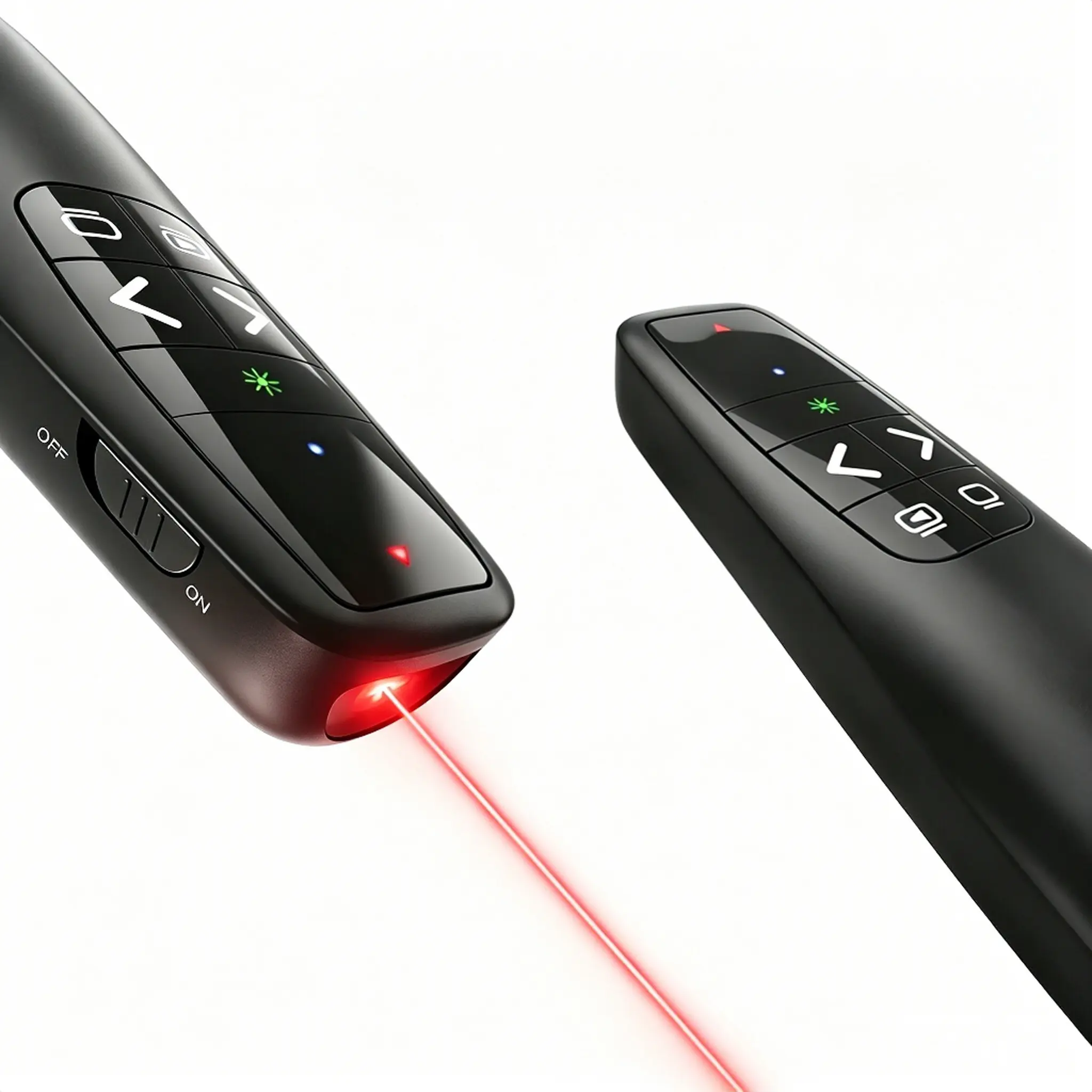 Wireless Clicker Presenter Remote with USB-A Storable Plug-and-Play Receiver, Red Laser Pointer, Long-Range Control - PPT Advancer for Mac, PC