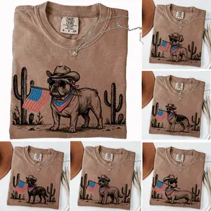 Comfort Colors Patriotic Dog Shirt, 50+ Dog Breeds, Western Cowboy Dog Tee, 4th of July Gift for Dog Lovers, USA Flag Shirt