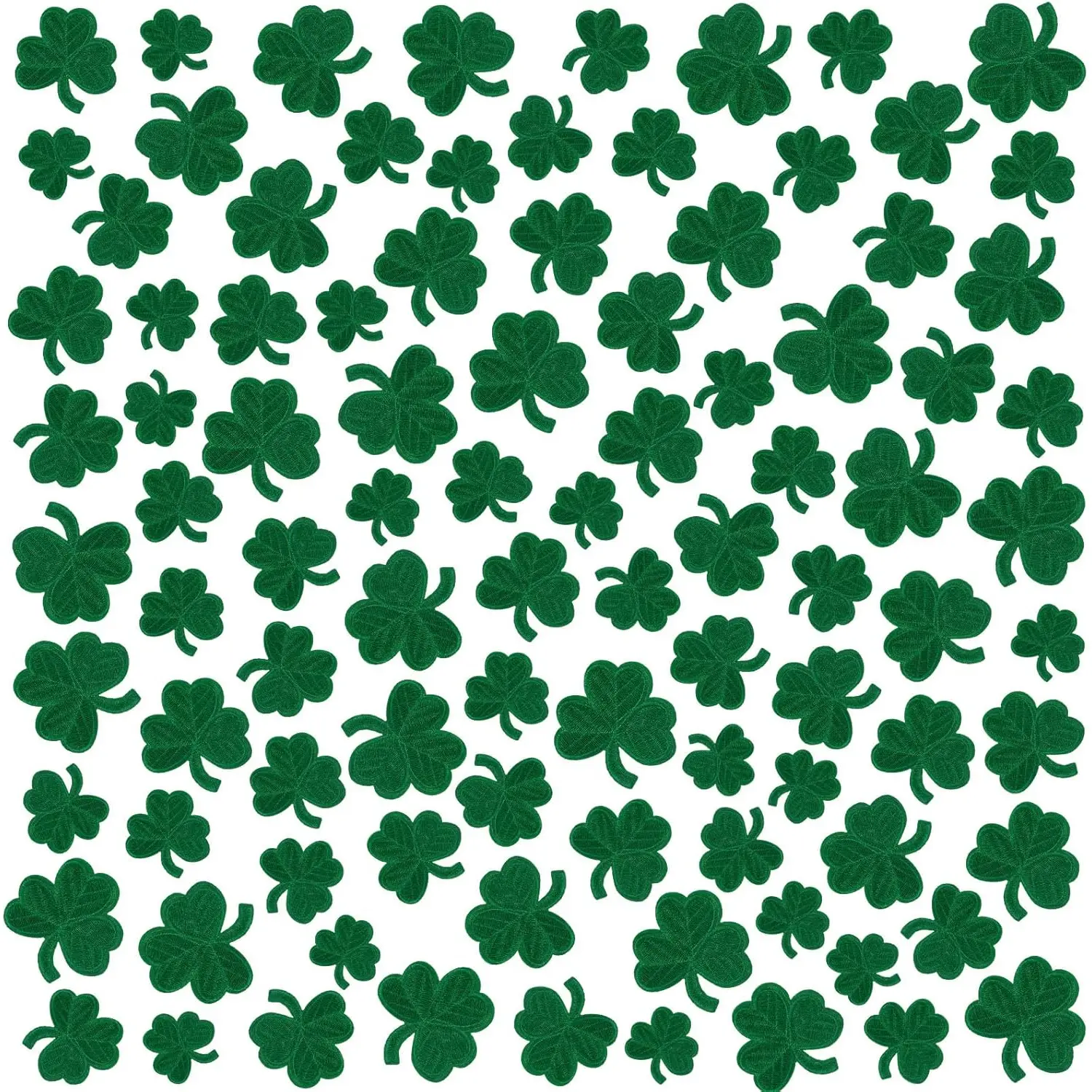 Shamrock Embroidered Appliques - 32-Piece Polyester Iron-On/Sew-On Irish Theme Patches for St. Patrick's Day Clothing, Hats, Clothing Crafts