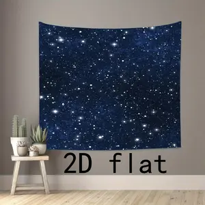 2D Flat Printing - Outer Space Galaxy Tapestry, Dark Blue Starry Night Sky Stars Moon Ceiling Tapestries, 60"X40"Inch Fantasy Cosmic Universe Celestial Small Tapestry Wall Hanging for Bedroom Room Dorm