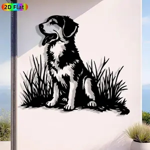 1pc Minimalist Dog Metal Wall Art, Minimalist Dog Statue Mural, Iron Craft, Perfect for Living Room, Garden, Zoo Corner Decor, Silhouette Wall Decor, Intricate Craftsmanship, Christmas Decor, Ideal Gift for Nature Lovers