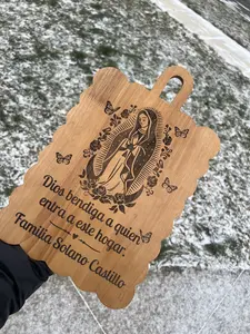 "Dios Bendiga..." wood decor board with handle