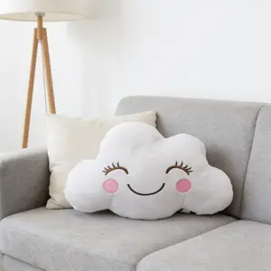 Adorable Embroidered Cloud Pillow, Smiling Cloud Small Cushion, Contemporary Style, Perfect for Home Decor