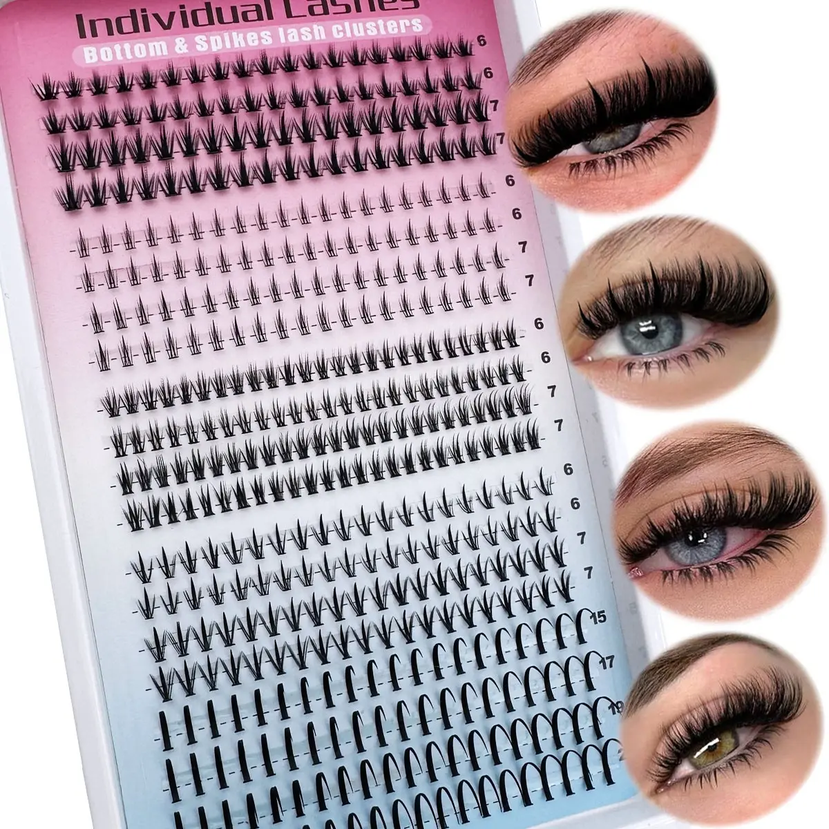 5 Styles Bottom Lash Clusters Eyelash Extensions Manga Lash Clusters Spike Lashes, Vivid Lashes, Individual Lash Clusters Lower Lashes 6-21mm Natural Band Eyelash Clusters 416pcs Bottom Lash Extension DIY Lash Clusters Eyelashes Cluster By Calphdiar
