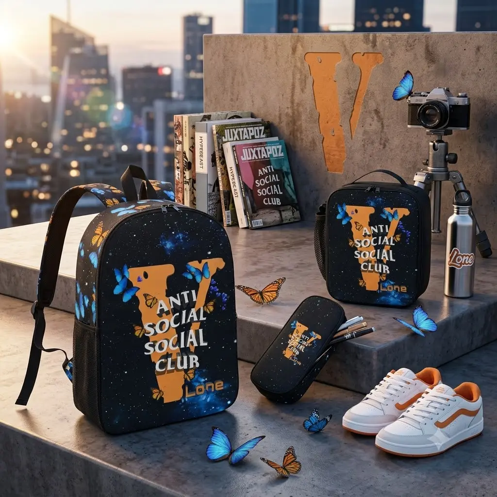 V-shaped rapper backpack Galaxy Space Print Backpack Set for Teens Kids, 3PCS School Backpack with Lunch Bag & Pencil Case, Lightweight Casual Travel Bag for Students, Daily Use
