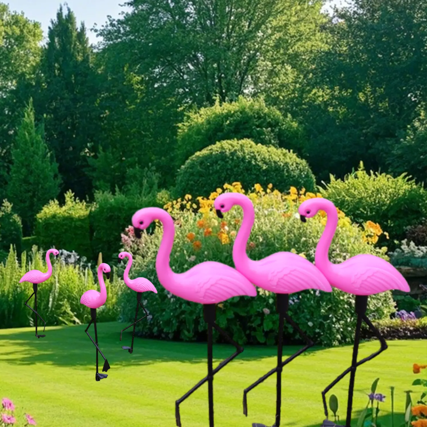 Large Bright Flamingo Garden Decor, Garden Accessories, 3 Piece Set, Garden Sculptures Statues, Flamingo Statue, Flamingo Yard Decoration, Home Decor