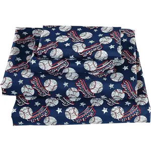 Vintage Baseball Sheet Set Dark Blue White Red New (Queen)