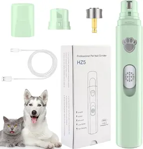 Rechargeable Pet Nail Grinder, Ultra-Quiet Dog Cat Trimmer with 2 Grinding Heads Portable Hair Removal Roller
