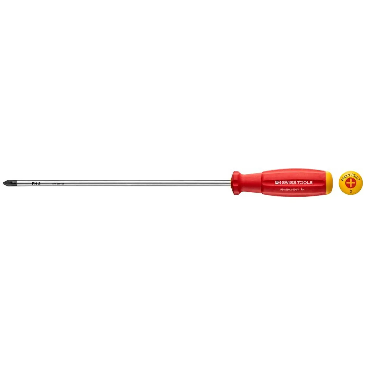 PB Swiss PB 8190.2-250/7 Screwdriver Phillips with Swiss Grip Handle, PH2, L - 360	mm
