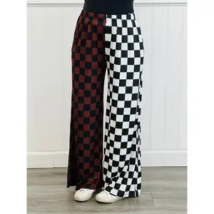 Split Decision Brown/Black Checkered Pants (Reg & Plus)
