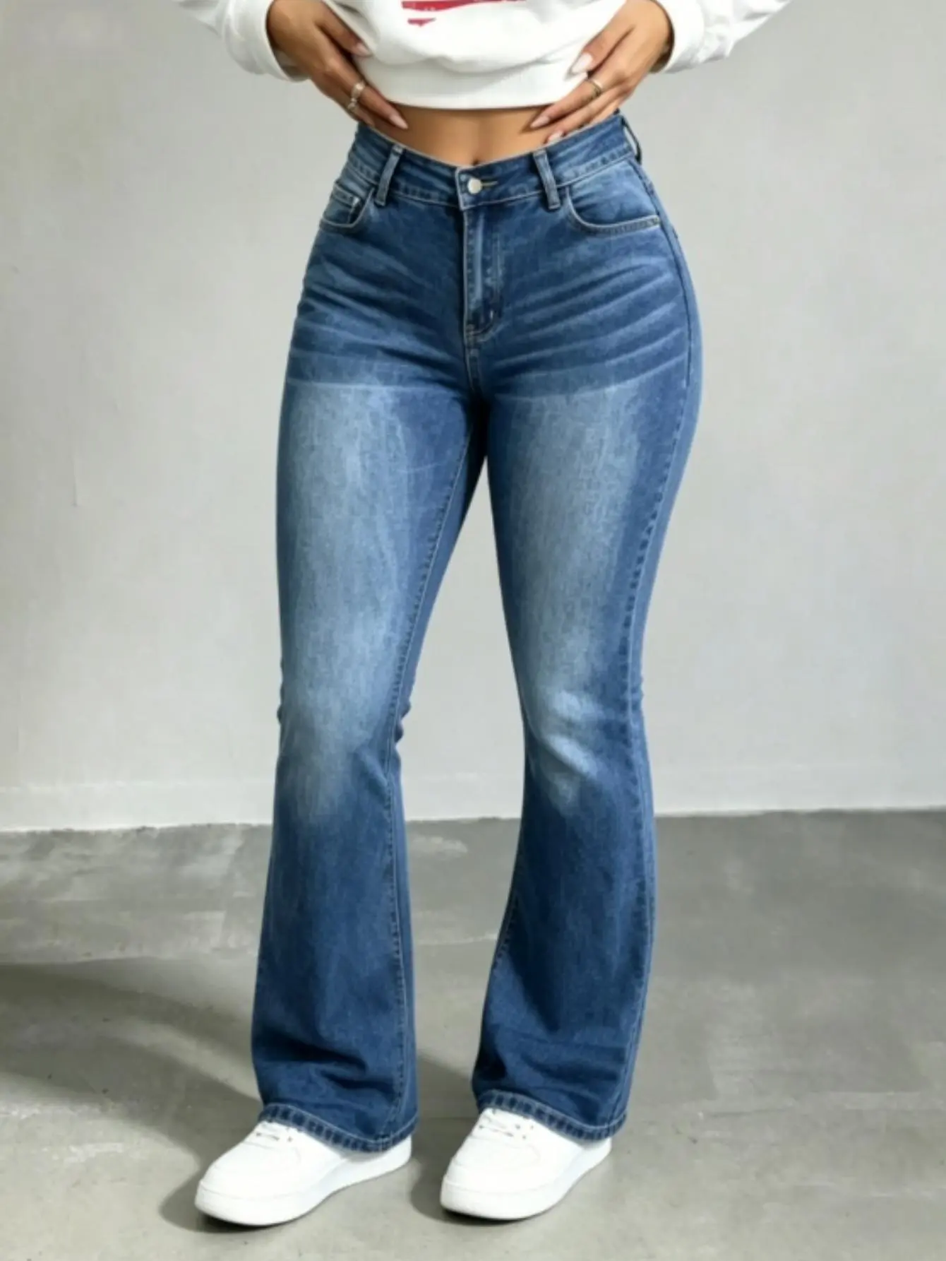 WH48 High Waisted Stretchy Denim Jeans for Women, Flare Jeggings Bootcut Denim with Multi-Pockets ,Classic Women's Pants, Daily Urban Fashion Wear for All Seasons.