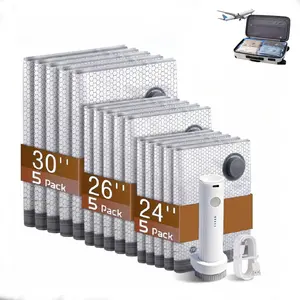 [2026 Hot] Cordless Travel Vacuum Storage Compression Bag Set with Rechargeable air Pump 9 Pack Waterproof &Reusable Compression Packing Bags for 3Size, 140L/Min Powerful Air Removal,Perfect for Carry-On Suitcases