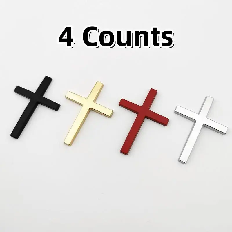 4PCS Christian Cross Car Decal Set Waterproof Faith Cross Car Stickers Durable Religious Vinyl Auto Emblem for Cars Trucks SUVs Motorcycles Stylish Jesus Cross Vehicle Accessories Exterior Decoration