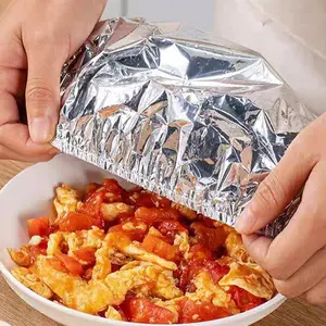 20 And 50 PCS Reusable Aluminium Foil Film Adjustable Food Storage Covers For Kitchen Kitchen Food Covers Insulation Cover Aluminium Foil Food Covers Fresh Keeping Insulation Film Elastic Bowl Covers