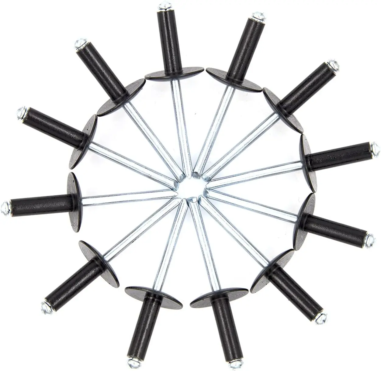 60 count Black Large Flange Blind Rivets, ,Flange Diameter 5/8" (16 mm),Pop Rivets Assortment Kit Blind Rivet,3/16" x 5/8",Grip Range(8-12mm)