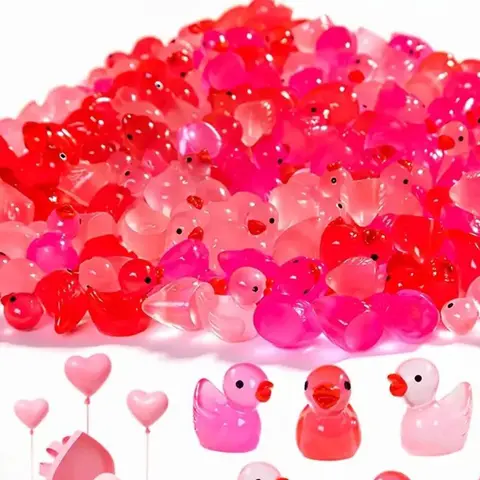 50pcs Lightweight Red Pink White Glow-in-the-dark Ducks - Perfect for Glowing Party Favors, Christmas Decorations & Gifts, Gifts for Loved Ones, Cute Little Ducks, Christmas Gifts, Random Colors