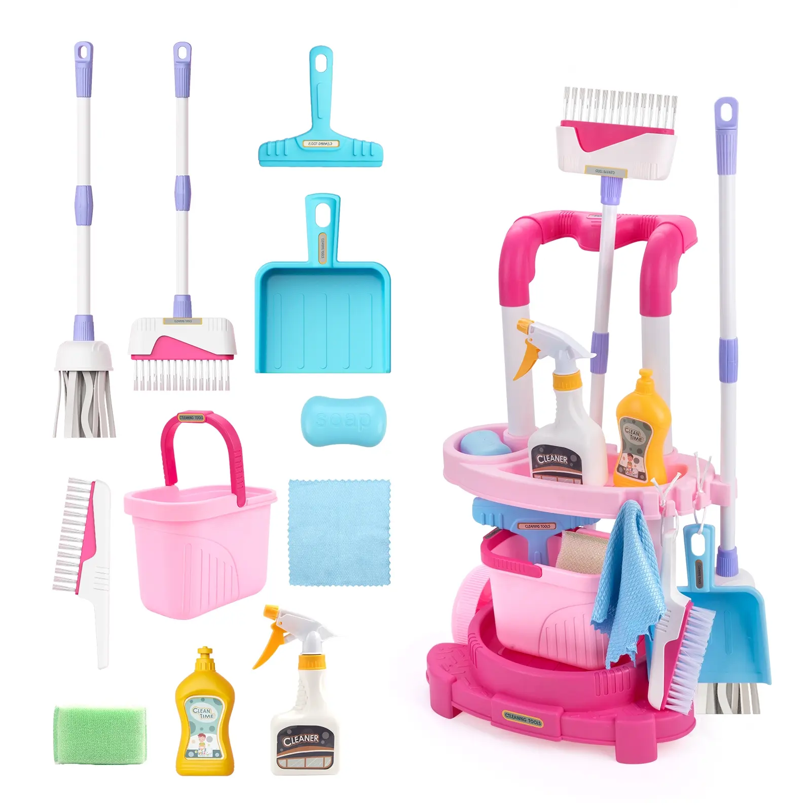Montessori Learning Pretend Play Cleaning Playset Cleaning Toy Set for Kids, Toddler Housekeeping Role-Playing Game, Educational Gift for Children