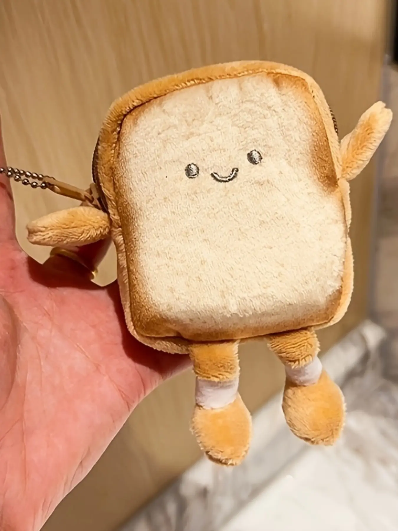 Cute Emoji Toast Coin Purse Keychain, Plush Small Wallet, Adorable Accessory, Perfect Gift, Fun and Practical Design, Keychain For Purse, All Seasons