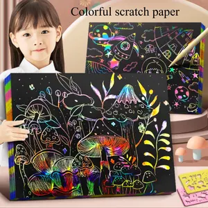 50 Sheets Colorful Scratch Paper DIY Crafts, Creative Doodle Fun Scratch Art, Handmade Scrapbooking Supplies, Kids & Adults Craft Kit, Creative Tool, Unique Texture, Durable Drawing Pad