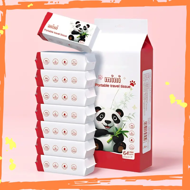 Adult Mini Portable Toilet Napkins Set - 8 Packs/64 Pcs, Compact, Gentle, Eco-Friendly, Water Absorbent, Convenience Tissues for Home, Balcony, Study Use, Pocket-Fit Home Care Tissues, Travel Tissue