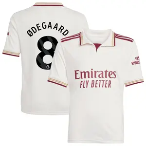 Odegaard 8 White Color AFC Style ss2526 Third Soccer Shirt, Odegaard Short Sleeve Third Edition Football Shirt