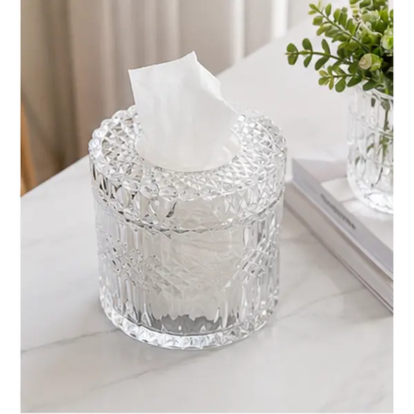 1pc Decorative Crystal Glass Tissue Box, Stylish Transparent Tissue Holder for Home, Bedroom, Bathroom, Office Desktop, Wedding Table, Holiday Party & Housewarming Gift