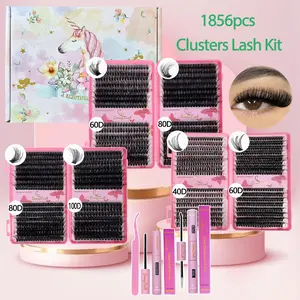 3 Boxes DIY Eyelash Extension Kits (8-18mm),D Curl Eyelash Extension Kit With Adhesive And Seal,As Well As Eyelash Applicator Tool,Volume full style for dramatic style lash extension,Eye Make up use lash extension kit, Lash Cluster Kit, DIY Lash Clusters