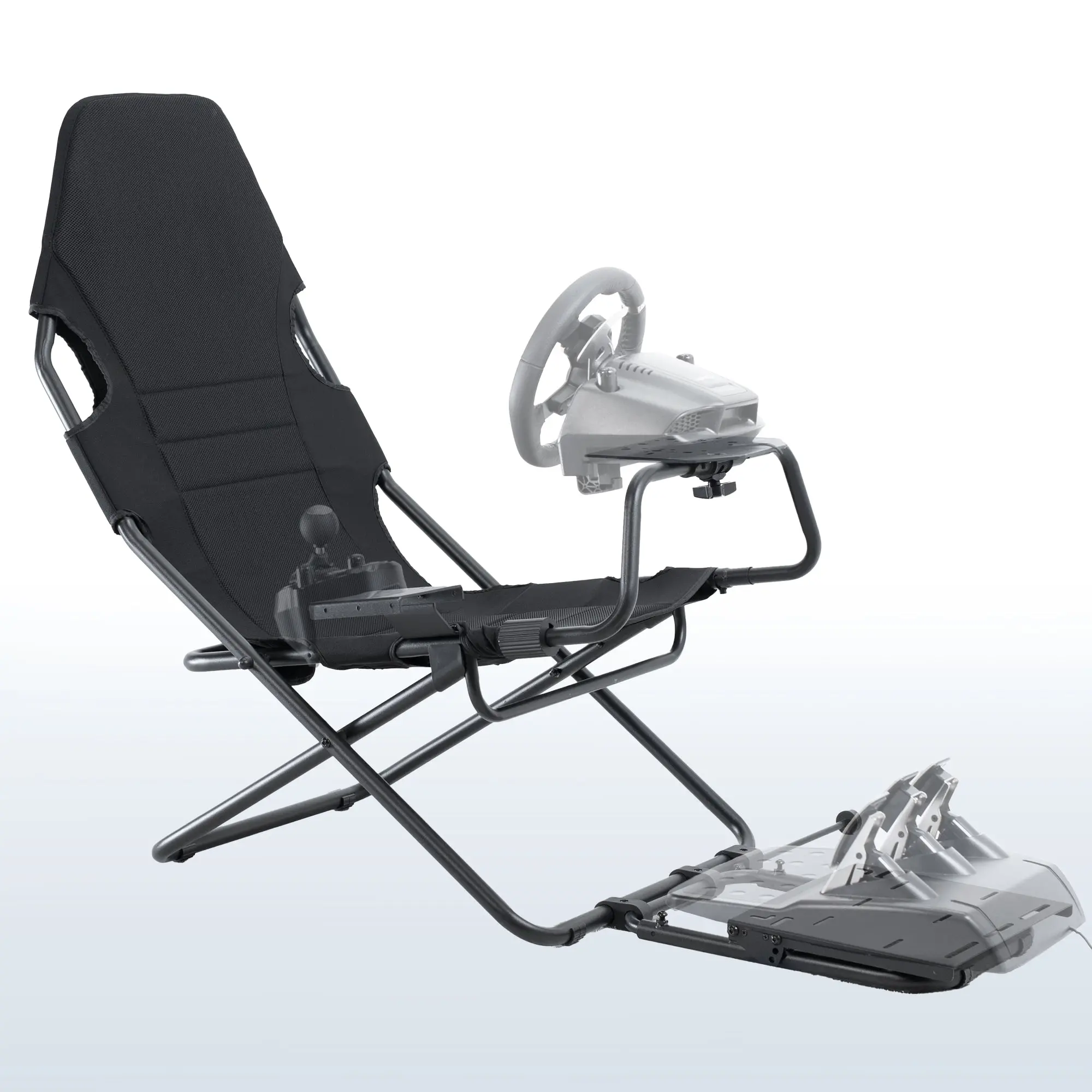 Folding Gaming Simulator Cockpit, Adjustable Racing Steering Chair with Ergonomic Seat for Video Game Enthusiasts