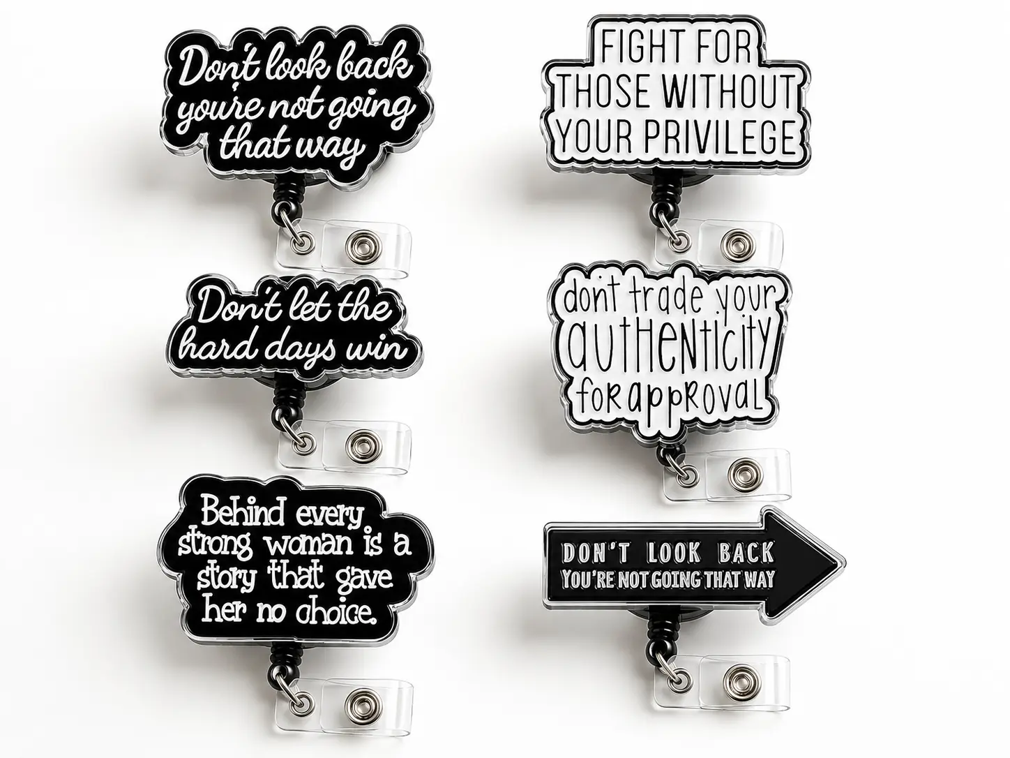 Inspirational Quotes Acrylic Badge Reel Motivational Saying Retractable ID Card Holder Nurse Teacher Office Gift