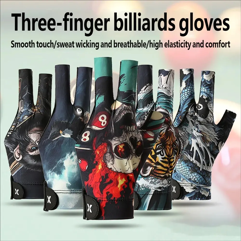 Table Tennis Professional Anti-Slip High Elastic Ice Silk Breathable Sweat-Wicking Half-Finger Magic Tape Velcro Sport Gloves Billiard Gloves Billiards Accessories