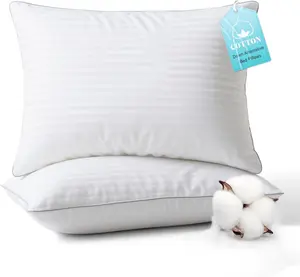 Bed Pillows Standard Size Set of 2- Cotton Cover, Down Alternative Gel Polyfill Filled,  Soft Medium Adjustable Hotel-Style Pillow Inserts, 20x26 Inch