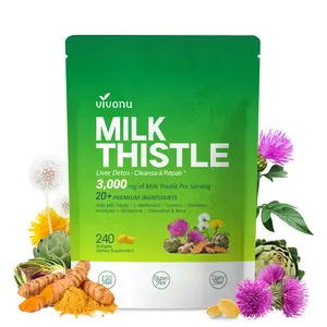 VIVONU Milk Thistle ｜ Liver Support Formula ｜ Antioxidant Support ｜ Daily Wellness Support ｜ With Milk Thistle 3000mg, Artichoke, Turmeric & More ｜ 240 Capsules ｜ Take 2 Daily